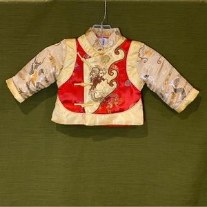 Chinese traditional dragon embroidered children padded jacket size S